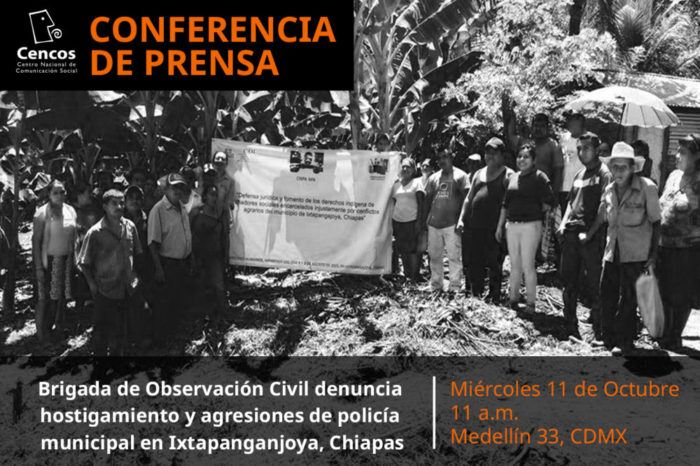 Conferencia de prensa: Brigada de Observación Civil denuncia hostigamiento  y agresiones de policía municipal en Ixtapanganjoya, Chiapas