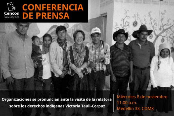 Conferencia de prensa: Organizaciones se pronuncian ante la visita de la relatora sobre los derechos indígenas   Victoria Tauli-Corpuz