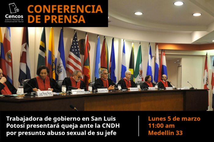 Conferencia de prensa: Trabajadora de gobierno en San Luis Potosí presentará queja ante la CNDH  por presunto abuso sexual de su jefe