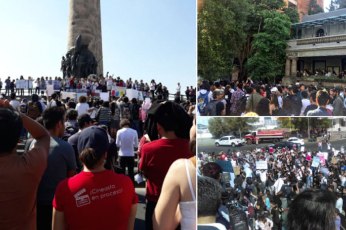 Estudiantes de Jalisco marchan para exigir que aparezcan con vida sus tres compañeros