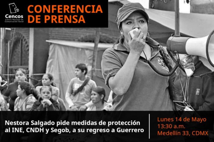 Conferencia de prensa: Nestora Salgado pide medidas de protección al INE, CNDH y Segob,  a su regreso a Guerrero