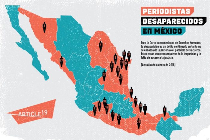 En México, 24 periodistas permanecen desaparecidos