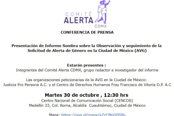 Conferencia: Presentación de Informe Sombra sobre la Observación y seguimiento de la Solicitud de Alerta de Violencia de Género en la Ciudad de México