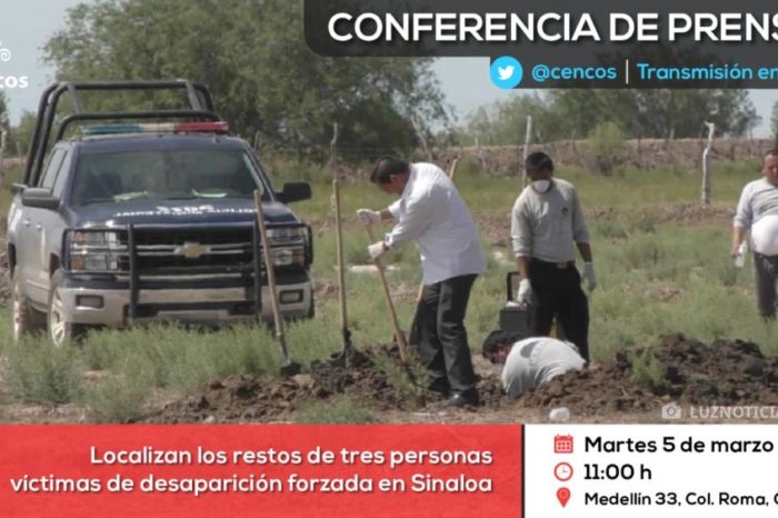 Localizan los restos de tres personas víctimas de desaparición forzada en Sinaloa