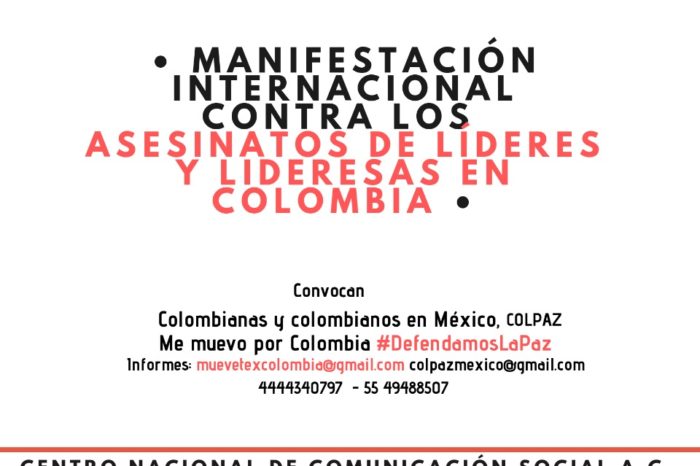 Conferencia de prensa: Anuncian jornada de manifestación internacional contra los asesinatos de líderes y lideresas en Colombia