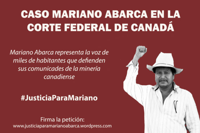 Comunicado: Juez de Corte Federal de Canadá acepta la posibilidad que Mariano Abarca no hubiera sido asesinado, si la Embajada canadiense en México hubiese actuado de otra manera; No obstante, niega ordenar una investigación