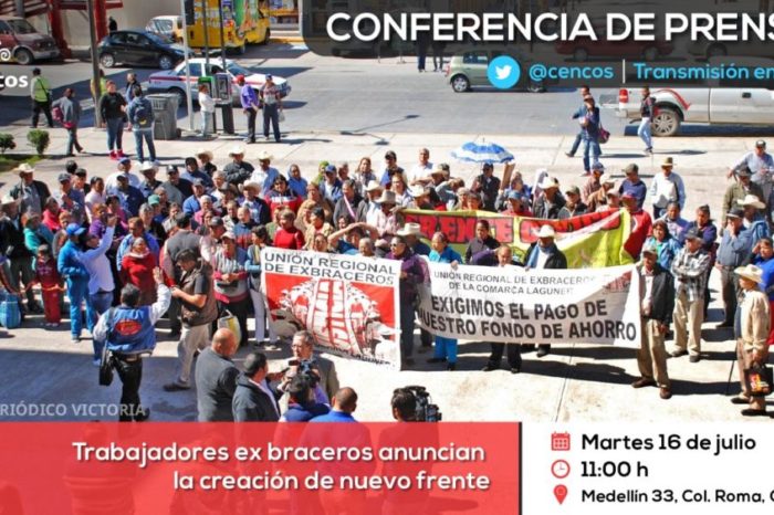 Conferencia de prensa: Trabajadores exbraceros anuncian la creación de nuevo frente
