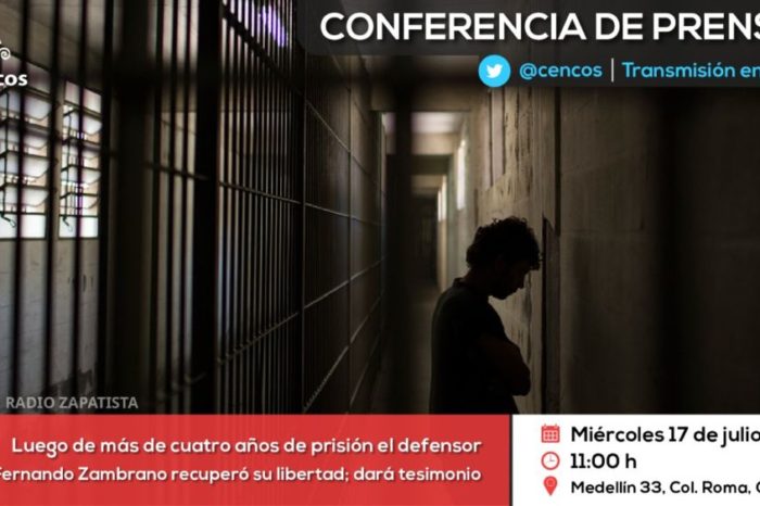 Conferencia de prensa: Luego de más de cuatro años de prisión el defensor Luis Fernando Sotelo Zambrano recuperó su libertad; dará testimonio