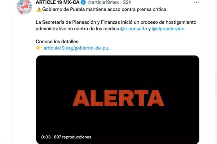 Gobierno de Puebla mantiene acoso contra prensa crítica: Artículo 19