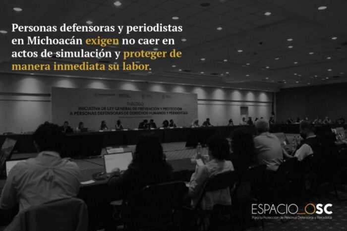 Personas defensoras y periodistas en Michoacán exigen no caer en actos de simulación y proteger de manera inmediata su labor