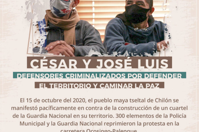 Exigen a autoridades fin al «proceso injusto» contra José Luis y César, presos tseltales en Chiapas